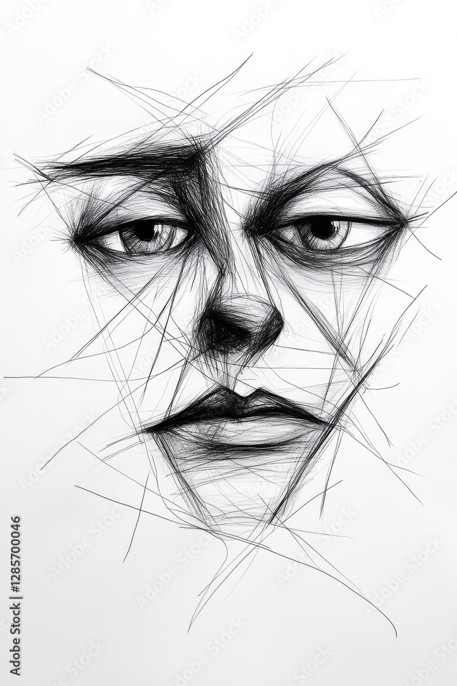 Fototapeta premium A black and white drawing of a woman's face