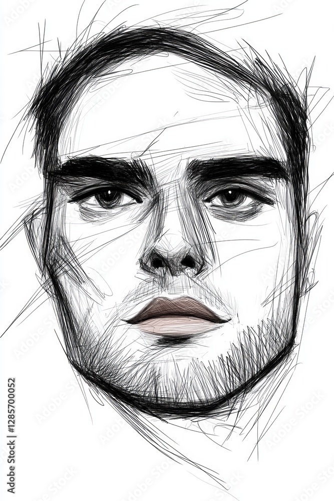 Obraz premium A black and white drawing of a man's face