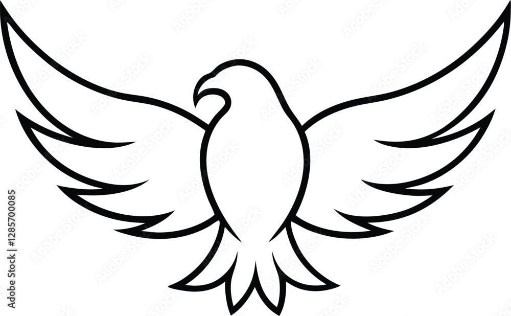 Obraz premium Line art style silhouette of Eagle vector illustration on white background 