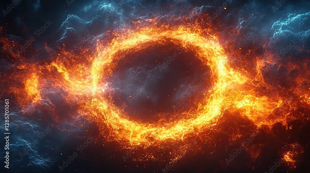 Fototapeta premium This abstract background design features a mesmerizing fire ring, symbolizing energy, passion, and transformation.