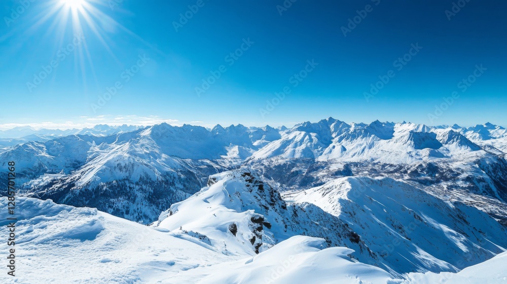 Obraz premium Alpine Peak Vista, Winter Landscape
