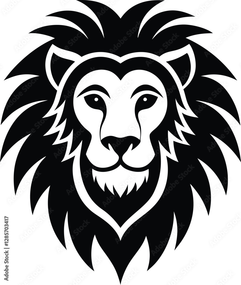 Fototapeta premium Lion Head silhouette vector art illustration