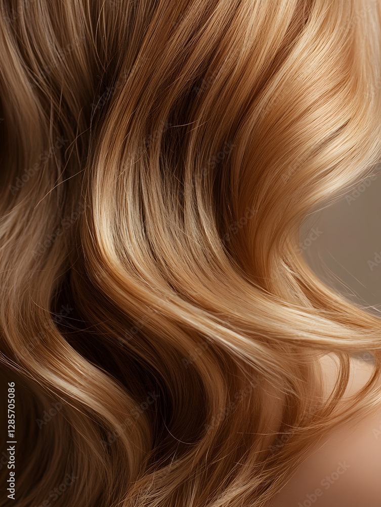 Fototapeta premium Luxurious Golden Blonde Hair with Soft Waves Captured in Detail : Generative AI