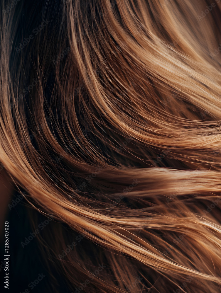 Fototapeta premium Closeup of flowing light brown hair with natural texture and shine : Generative AI