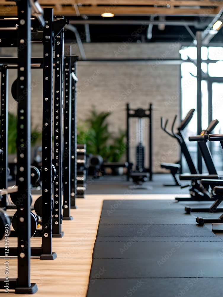 Modern Spacious Gym Interior Featuring State of the Art Equipment and Open Space : Generative AI Modern Spacious Gym Interior Featuring State of the Art Equipment and Open Space : Generative AI
