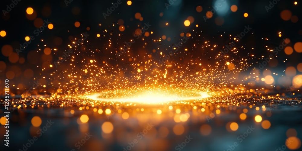 Fototapeta premium Fascinating bokeh graphic wallpaper with golden particles