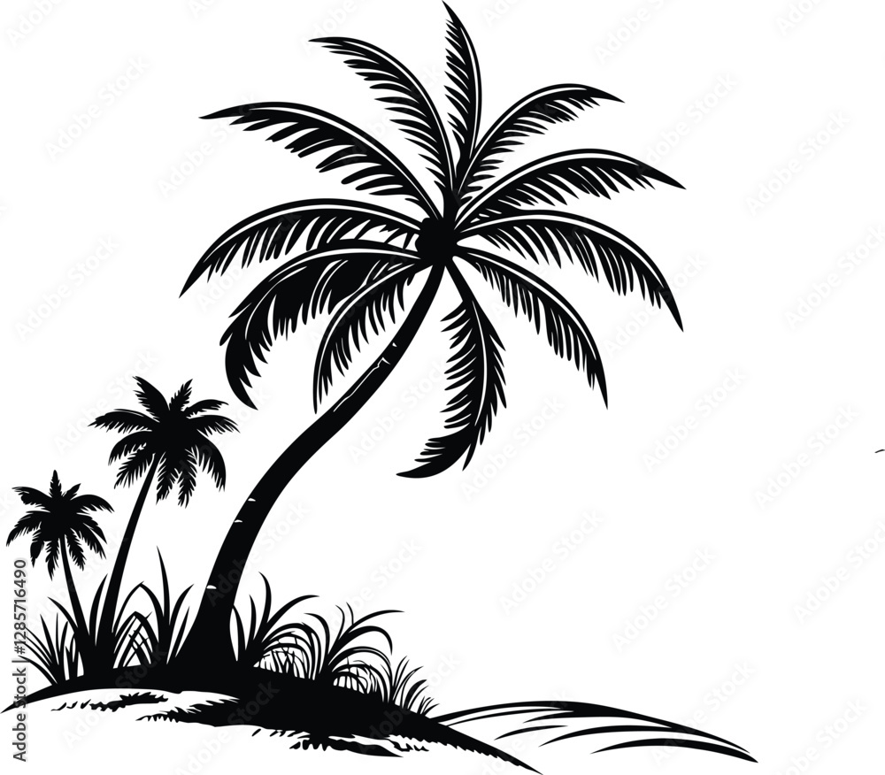Obraz premium Palm Tree Silhouette, Vector Design