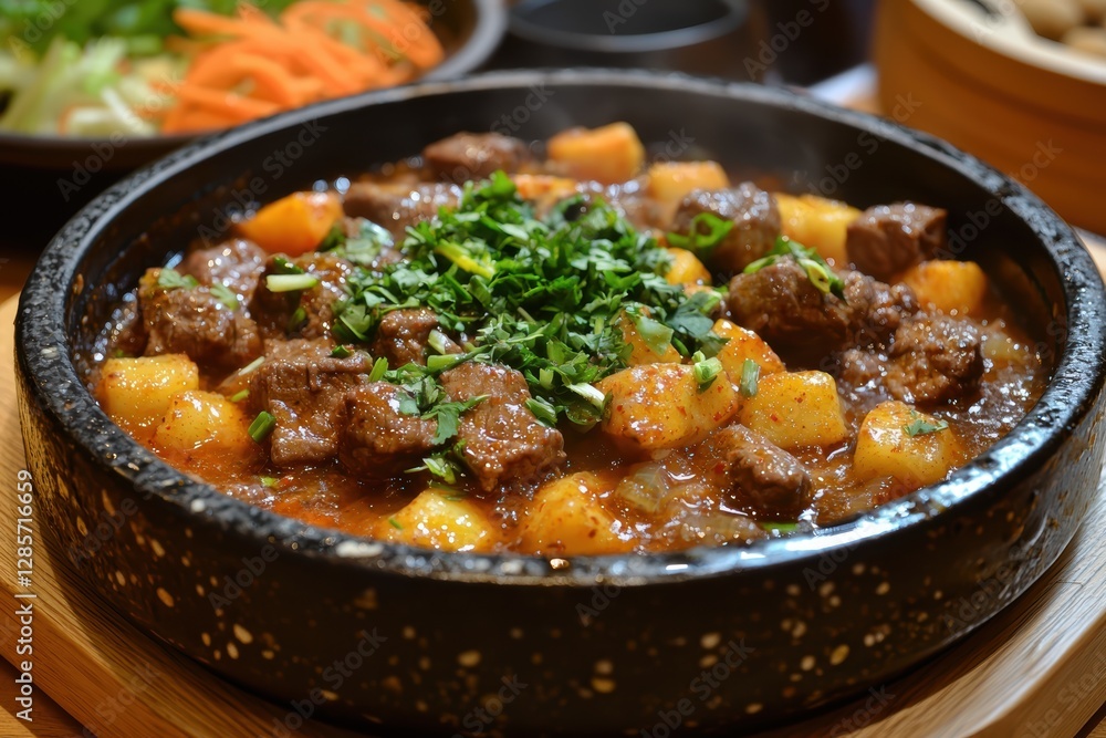 Sizzling spicy szechuan hotpot with tender beef and vegetables asian restaurant food photography cozy ambiance close-up culinary delight Sizzling spicy szechuan hotpot with tender beef and vegetables asian restaurant food photography cozy ambiance close-up culinary delight