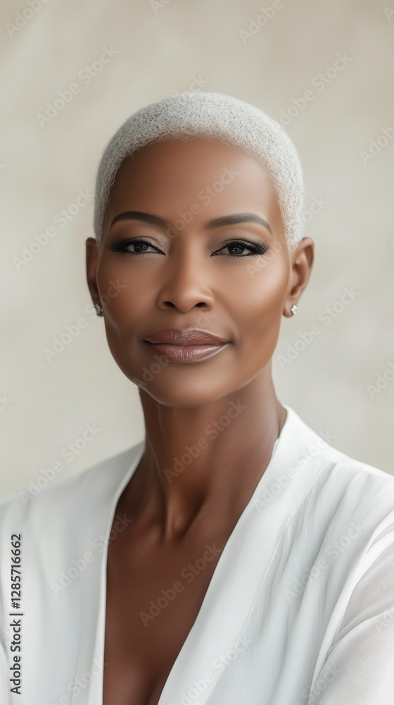Elegant Portrait of a Mature Woman With a Sophisticated Short Hairstyle Elegant Portrait of a Mature Woman With a Sophisticated Short Hairstyle