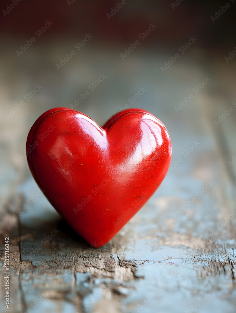 Charming Red Heart on Rustic Wood Surface Symbolizing Love and Romance : Generative AI Charming Red Heart on Rustic Wood Surface Symbolizing Love and Romance : Generative AI