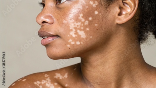 Vitiligo with contrasting white and dark spots