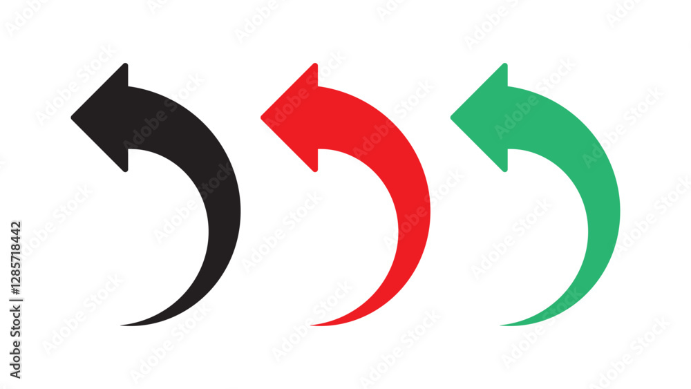 Isolated of multiple curved arrow set on white background for forward and backward concept by EPS vector file and illustrator. Isolated of multiple curved arrow set on white background for forward and backward concept by EPS vector file and illustrator.