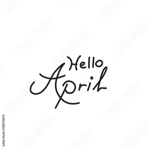 hand drawn hello april lettering