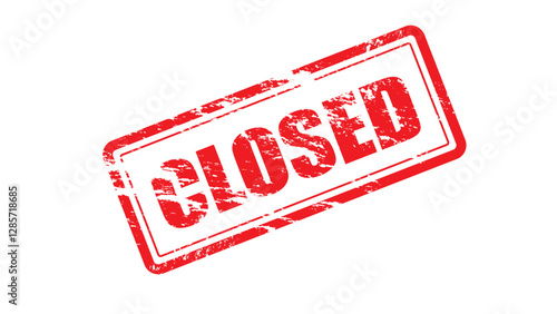 Isolated of grunge red rubber stamp of closed text letter on white background transparent by EPS vector file and illustrator.