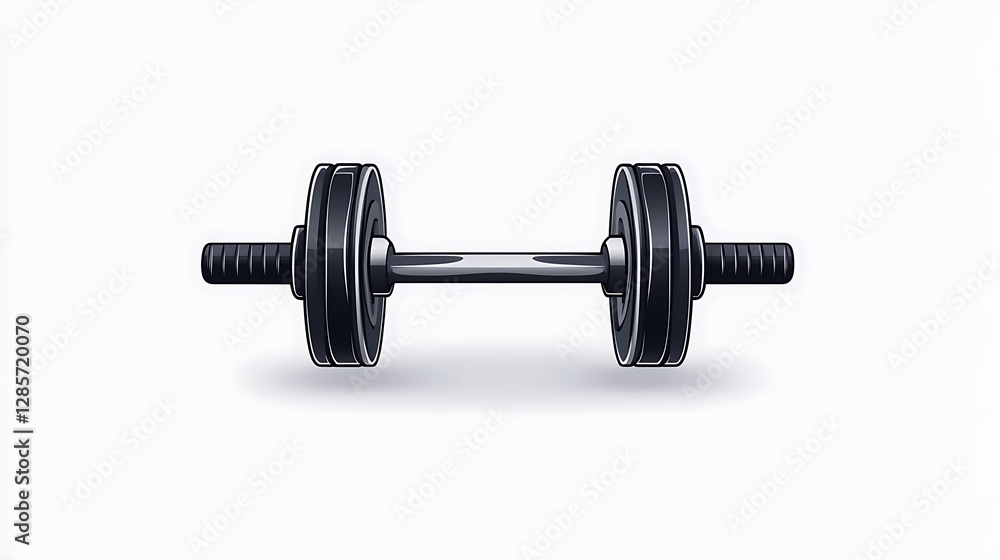 Sleek Black Dumbbell: A Detailed Digital Illustration AI Generated Sleek Black Dumbbell: A Detailed Digital Illustration AI Generated