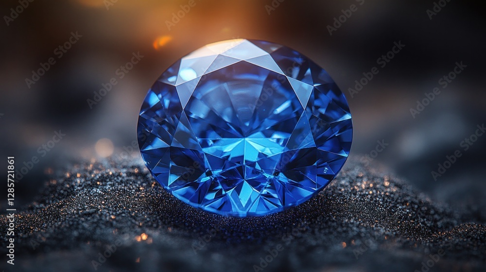 This close-up view displays the vivid color and clarity of a stunning blue sapphire gemstone. This close-up view displays the vivid color and clarity of a stunning blue sapphire gemstone.