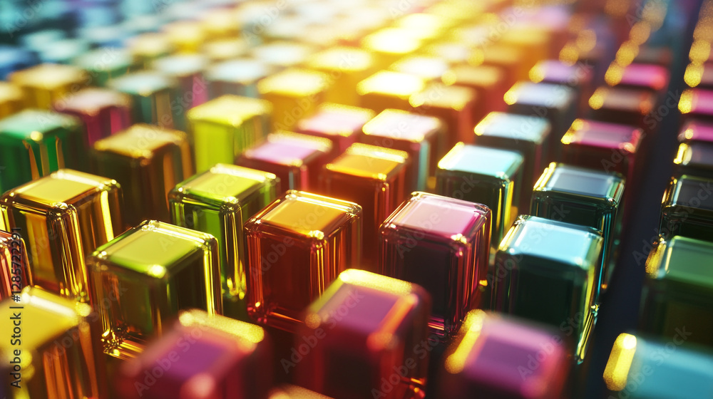 Obraz premium Abstract colorful cubes background for presentation and creative designs, 3D rendering