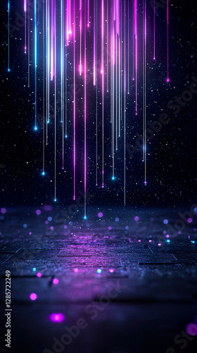 Wallpaper Mural Neon Digital Rain Over 3D Geometric Grid with Glowing Distortion Effects in Cyberpunk Abstract Design
 Torontodigital.ca