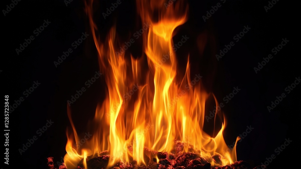 Flame of fire on black background Flame of fire on black background