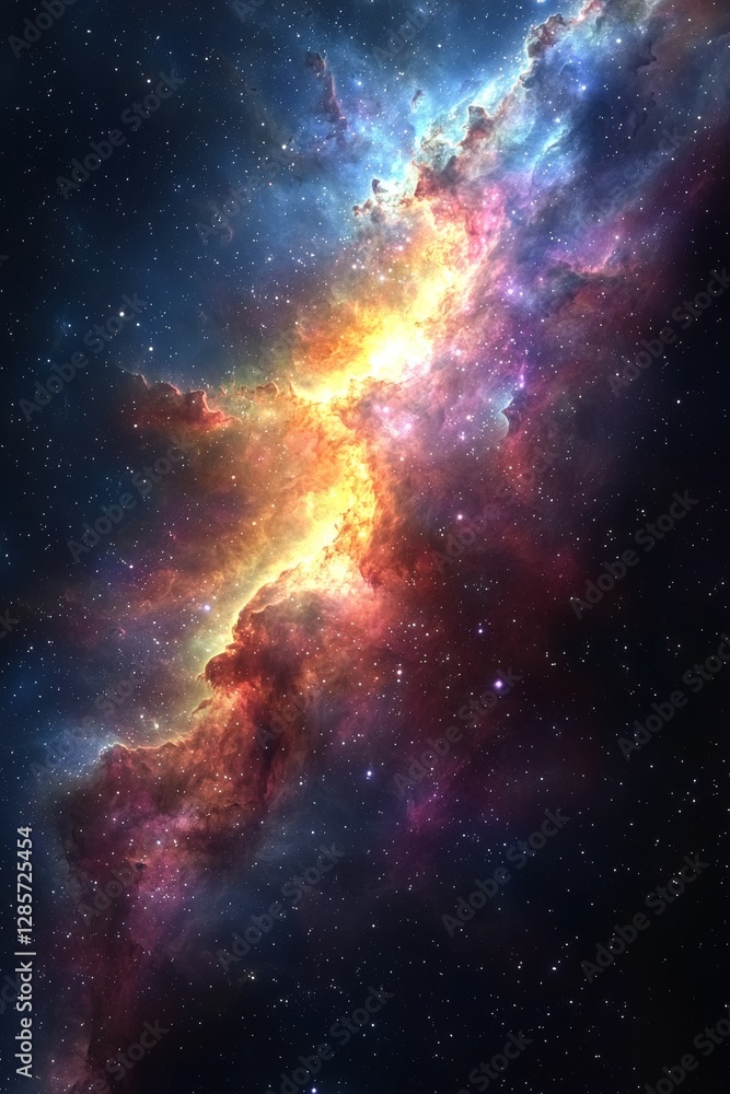 Obraz premium A colorful nebula with stars in the background