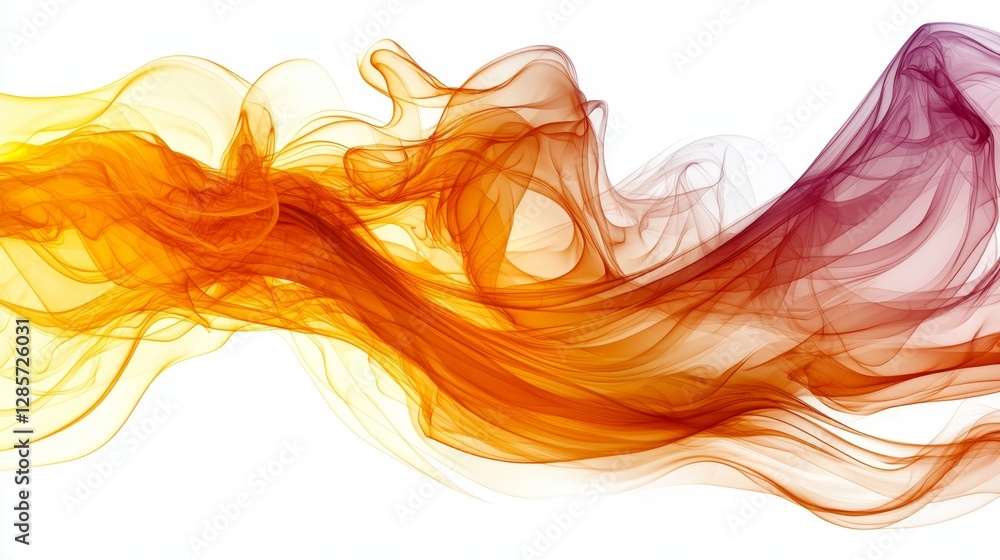 An orange and yellow smoke wave on a white background An orange and yellow smoke wave on a white background