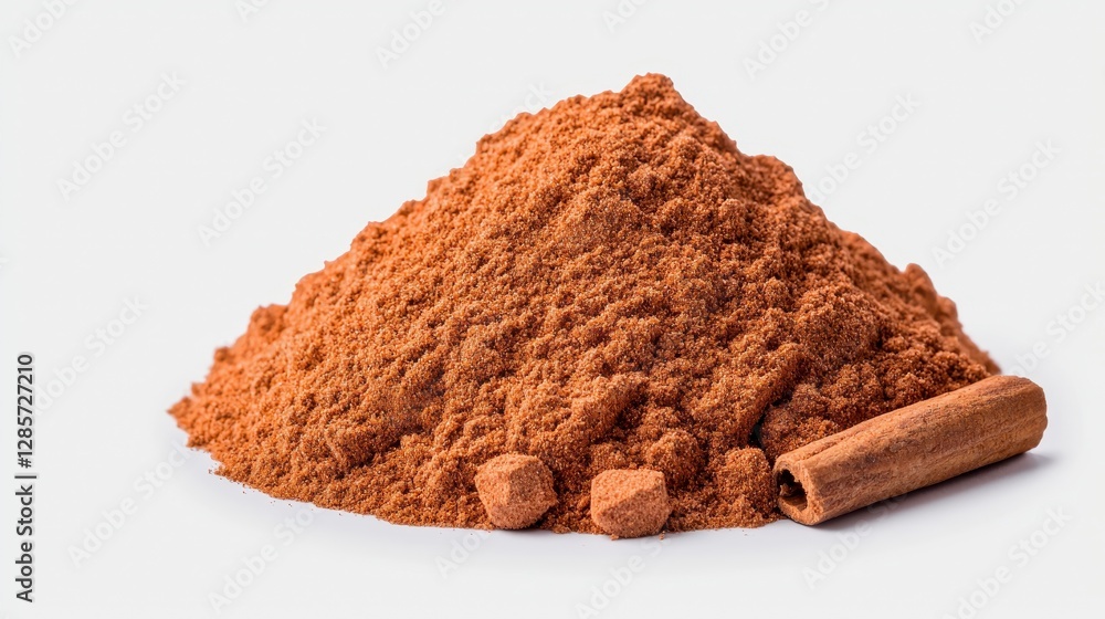 Aromatic cinnamon spice powder for culinary use, cooking, baking, and flavoring beverages, organic and natural ingredients Aromatic cinnamon spice powder for culinary use, cooking, baking, and flavoring beverages, organic and natural ingredients