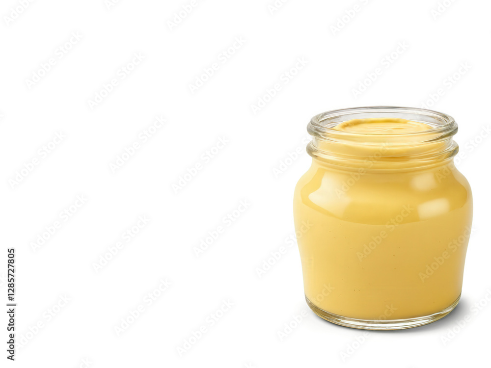 Creamy Mustard Sauce A creamy mustard sauce in a clear glass jar, with a yellow hue and a smooth texture. Creamy Mustard Sauce A creamy mustard sauce in a clear glass jar, with a yellow hue and a smooth texture.
