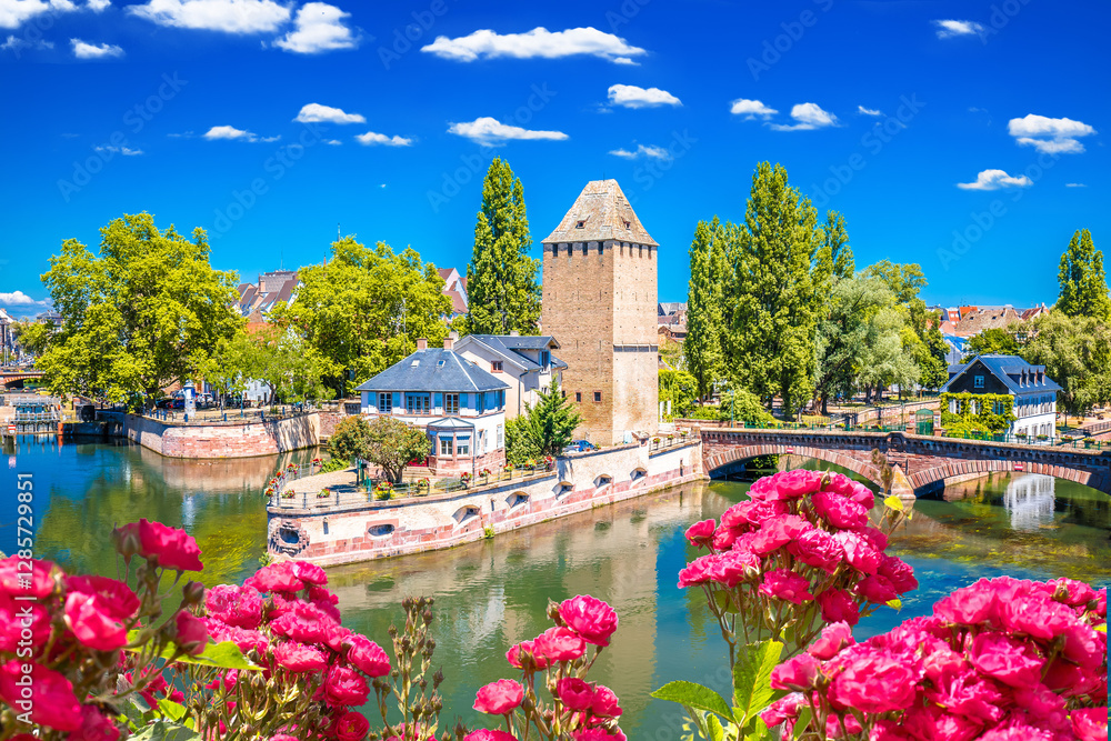Strasbourg Barrage Vauban scenic towers and river architecture view