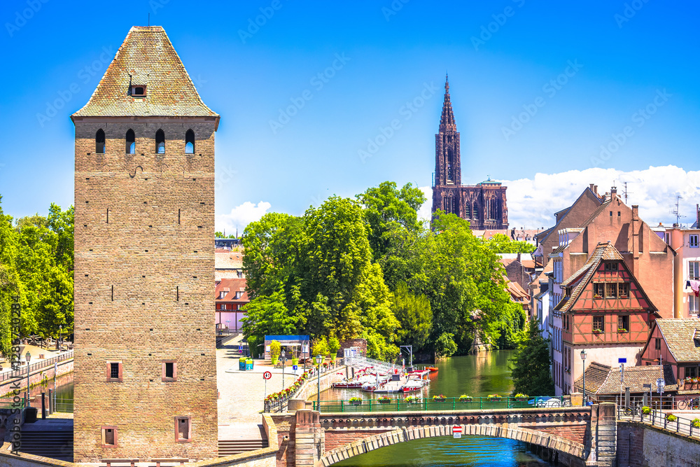 Strasbourg scenic historic towers and canals panoramic view