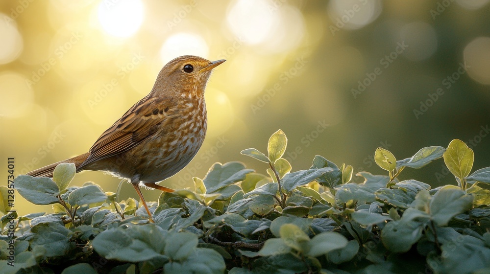 Obraz premium A small brown bird sitting on top of a bush