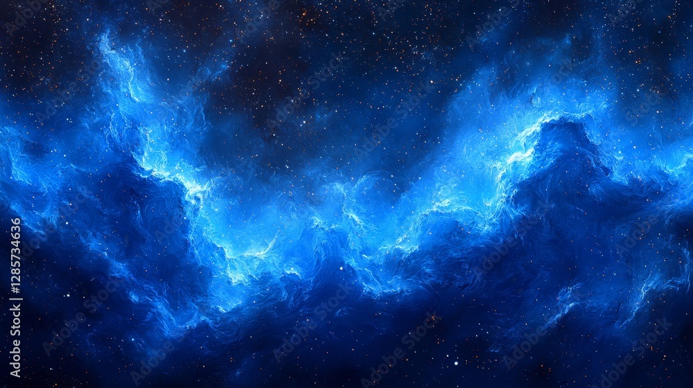 Obraz premium A blue nebula with stars in the background