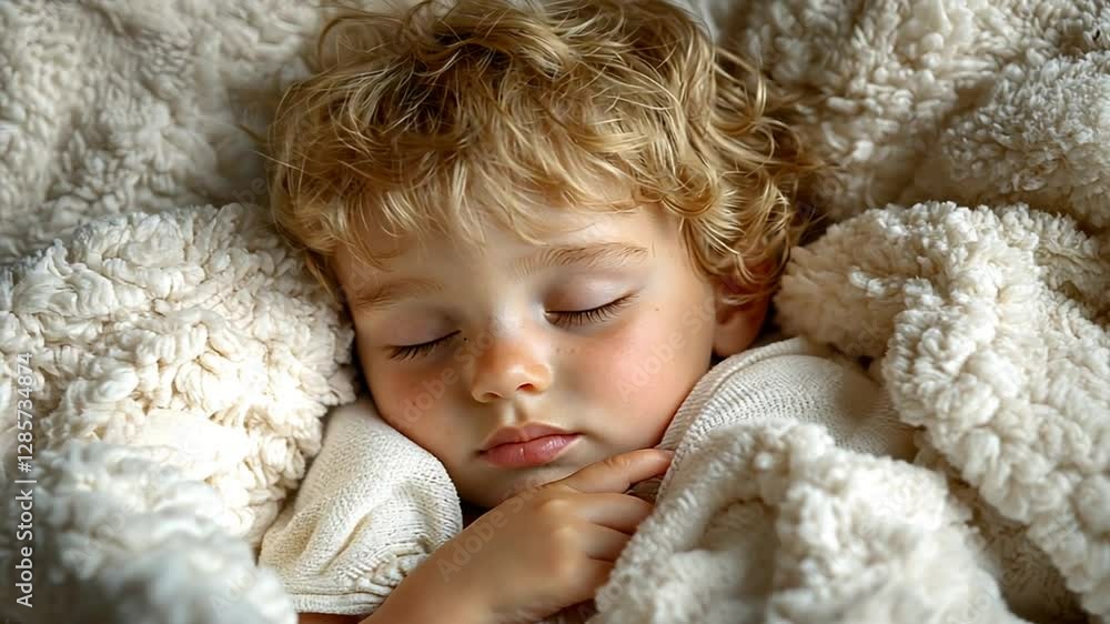 Child Sleeping Peacefully Wrapped in Cozy Blanket Child Sleeping Peacefully Wrapped in Cozy Blanket
