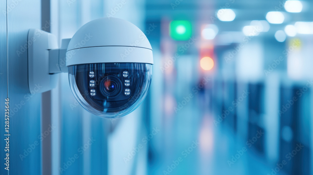 CCTV camera installed in a bank vault, showcasing high fidelity and detailed focus on security features. CCTV camera installed in a bank vault, showcasing high fidelity and detailed focus on security features.
