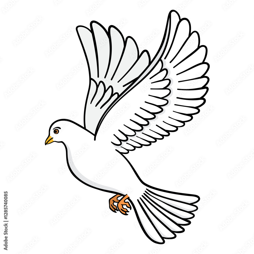 male pigeon or dove spreads wings is bird gracefully hovers in the air filled outline style male pigeon or dove spreads wings is bird gracefully hovers in the air filled outline style