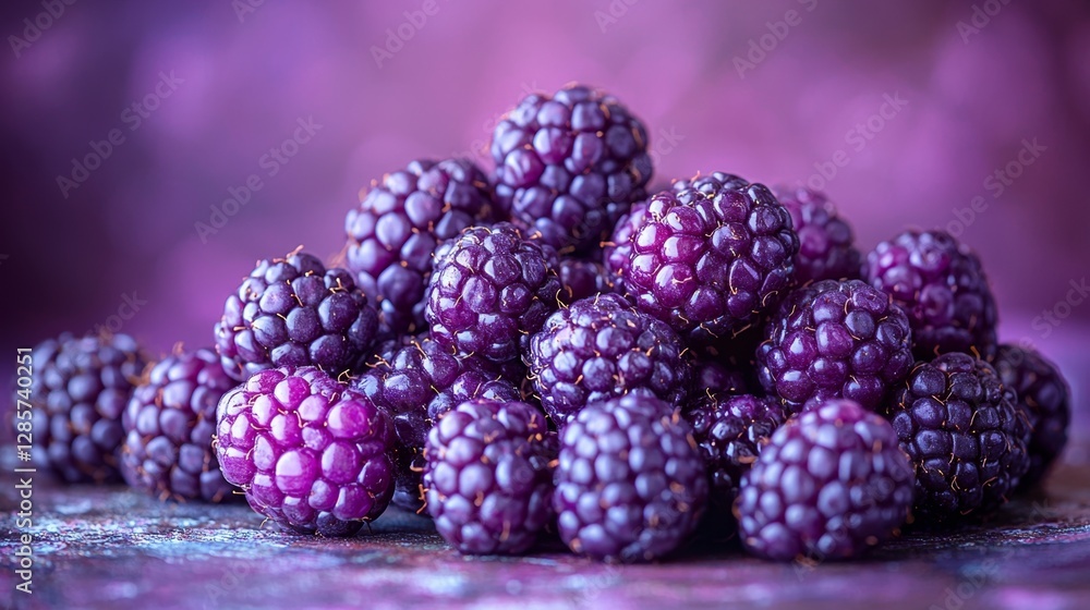 A pile of ripe blackberries sitting on top of a table A pile of ripe blackberries sitting on top of a table