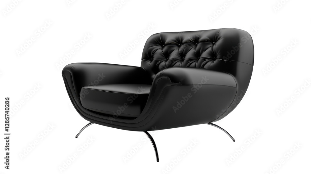 Obraz premium Sleek black armchair with modern design in minimalist setting