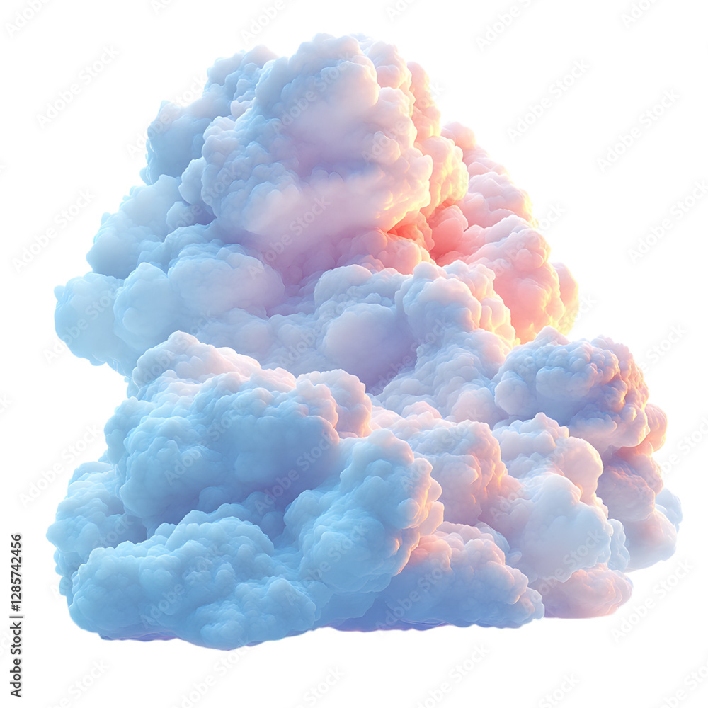 A Fluffy 3D Cartoon Cloud with Soft Glowing Edges Isolated on Transparent Background A Fluffy 3D Cartoon Cloud with Soft Glowing Edges Isolated on Transparent Background
