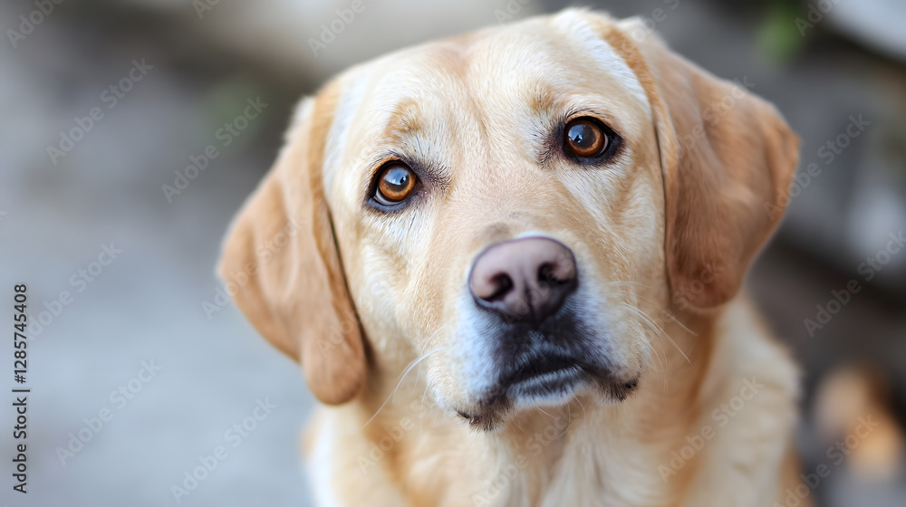 Close-up of Golden Retriever with Expressive Eyes and a Curious Expression Outdoors : Generative AI Close-up of Golden Retriever with Expressive Eyes and a Curious Expression Outdoors : Generative AI