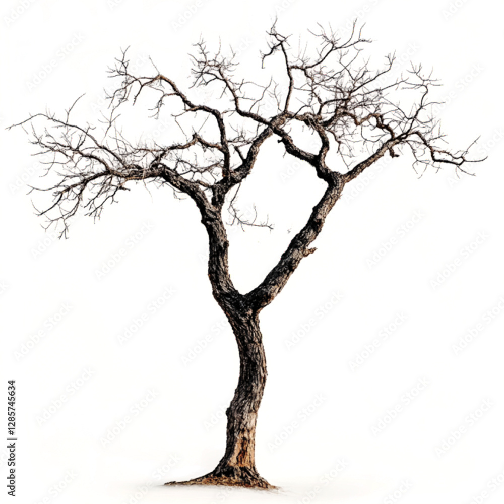 Fototapeta premium Digitally Enhanced Tree with Sparse Leaves and Abstract Artistic Effects on Isolated Black Background Creating a Unique Nature-Inspired Design