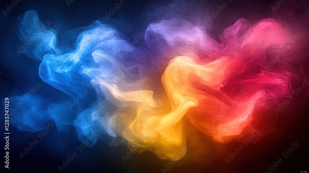 Fototapeta premium Colorful smoke swirls in dark background
