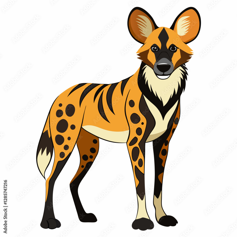 Minimalist African Wild Dog Vector on White Background Minimalist African Wild Dog Vector on White Background