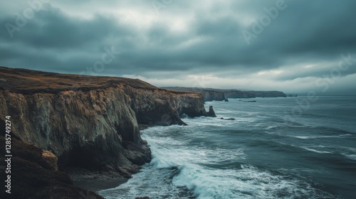 Dramatic Coastline Under Grey Sky photo