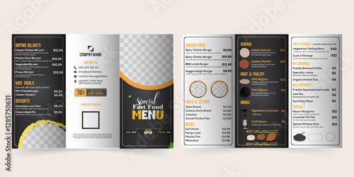 Trifold Food Menu Design | Restaurant Menu Template.