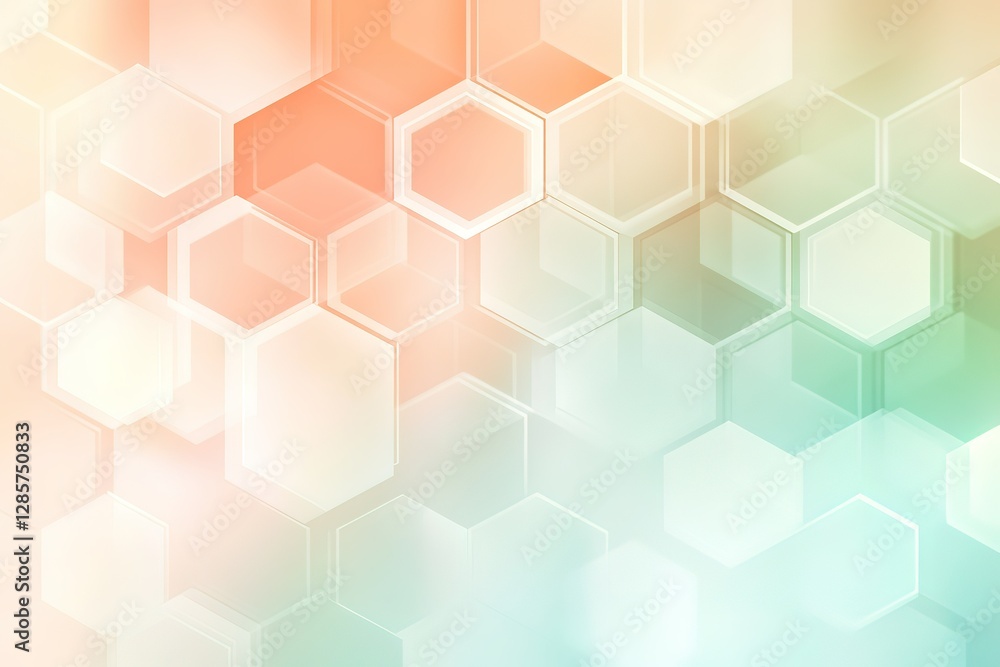 A geometric soft light background featuring a seamless hexagonal grid in pastel colors like mint green and light coral. Gradients flow softly between shapes, with a faint glow effect adding elegance. A geometric soft light background featuring a seamless hexagonal grid in pastel colors like mint green and light coral. Gradients flow softly between shapes, with a faint glow effect adding elegance.