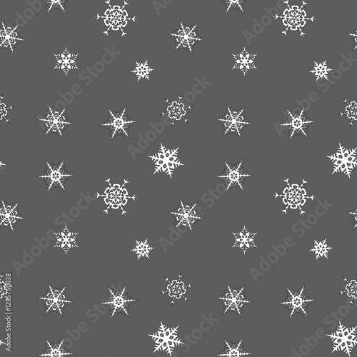 Seamless pattern with original snowflakes