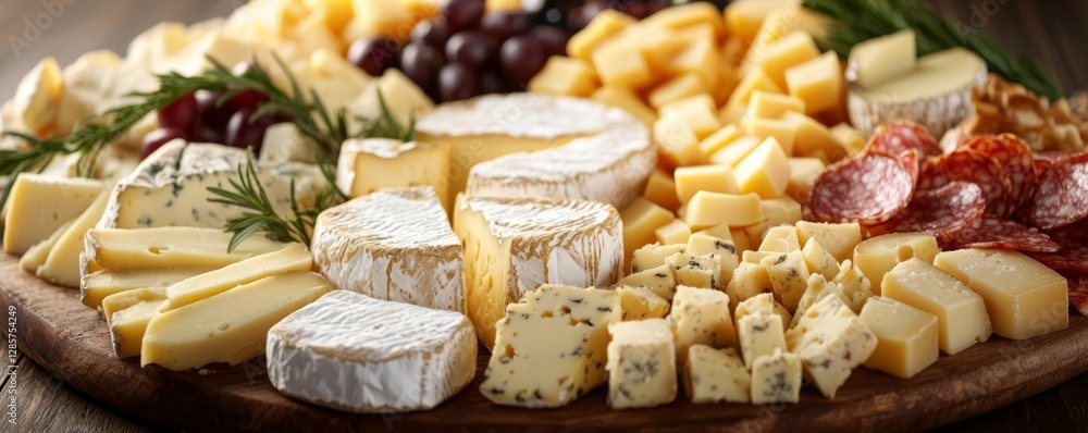 A delightful assortment of gourmet cheeses showcased in a beautifully crafted platter. A delightful assortment of gourmet cheeses showcased in a beautifully crafted platter.