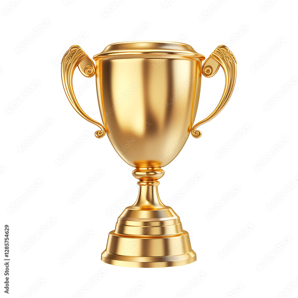 Shiny Gold Trophy Cup Isolated on white and transparent background Shiny Gold Trophy Cup Isolated on white and transparent background