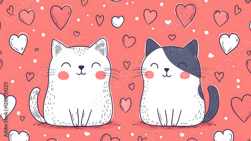 Cute Cartoon Cats in Love