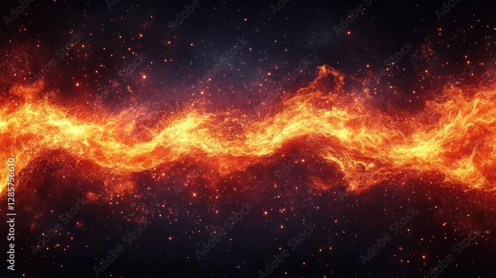 Fototapeta premium Cosmic Fire Flowing Through Space