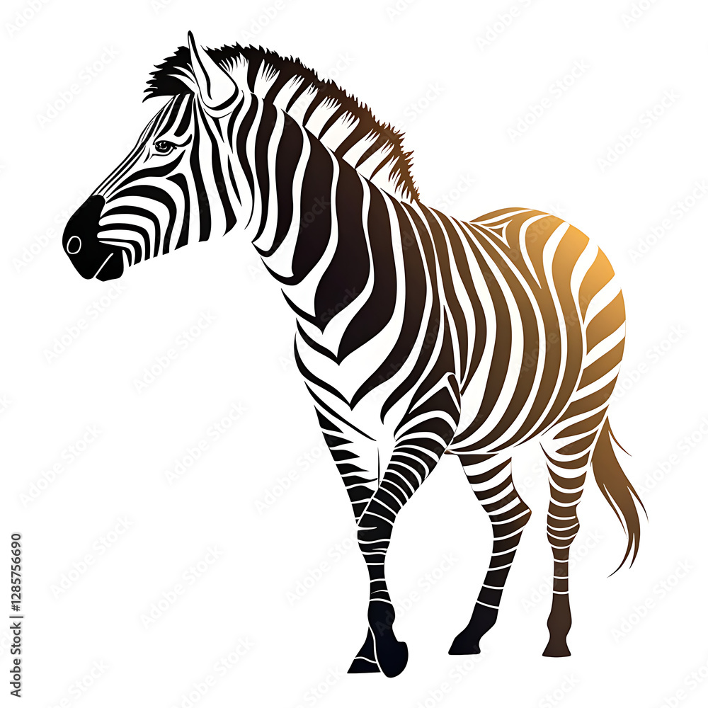 Fototapeta premium An elegant Zebra silhouette icon set against a clean white background.